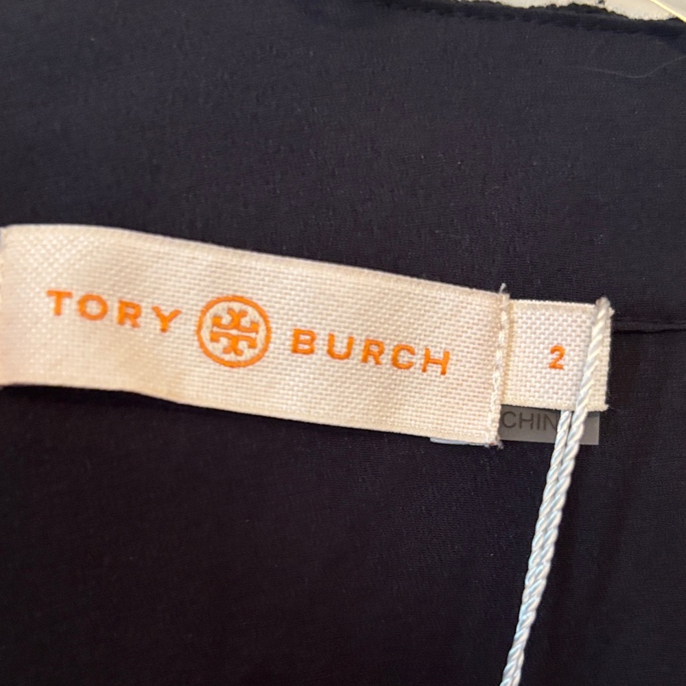 Tory Burch Navy Tunic with White Geometric Trim - Picture 2 of 12